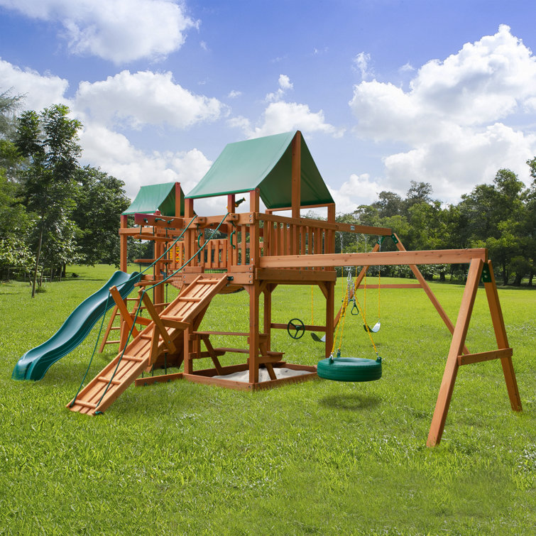 Gorilla Playsets Pioneer Peak Swing Set with Canopy Roof & Reviews